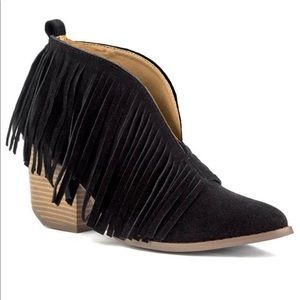 Black Fringe Ankle Boot